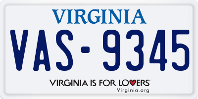 VA license plate VAS9345