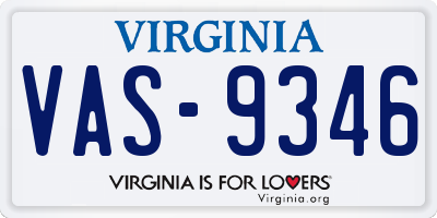 VA license plate VAS9346