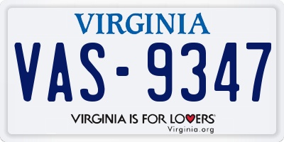 VA license plate VAS9347