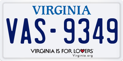 VA license plate VAS9349