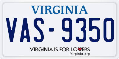 VA license plate VAS9350