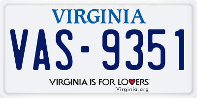 VA license plate VAS9351