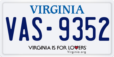 VA license plate VAS9352