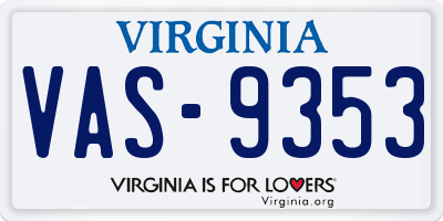 VA license plate VAS9353