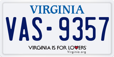 VA license plate VAS9357