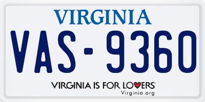 VA license plate VAS9360