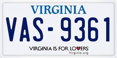 VA license plate VAS9361