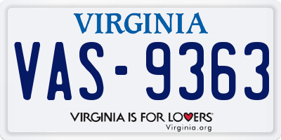 VA license plate VAS9363