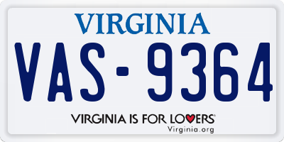 VA license plate VAS9364