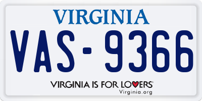 VA license plate VAS9366