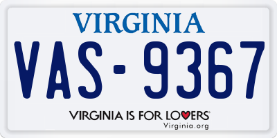 VA license plate VAS9367