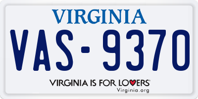 VA license plate VAS9370