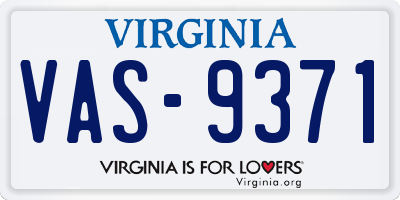 VA license plate VAS9371