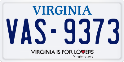 VA license plate VAS9373