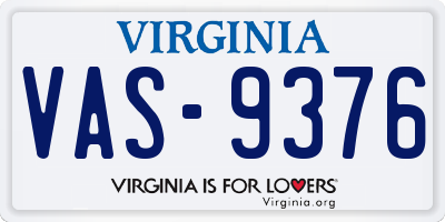 VA license plate VAS9376