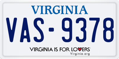 VA license plate VAS9378