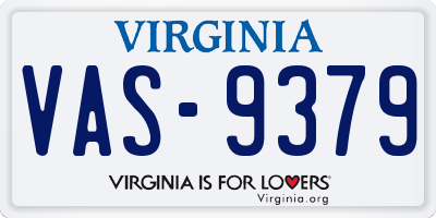 VA license plate VAS9379