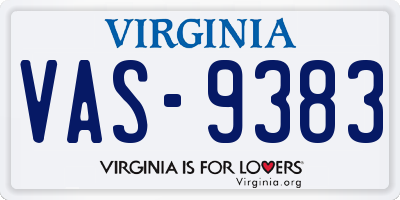 VA license plate VAS9383