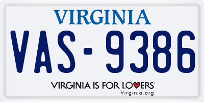 VA license plate VAS9386