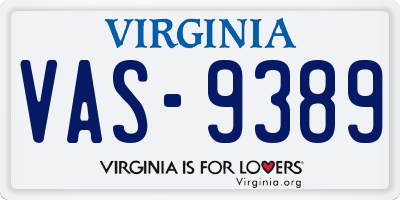 VA license plate VAS9389