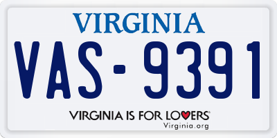 VA license plate VAS9391