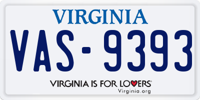 VA license plate VAS9393