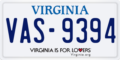 VA license plate VAS9394