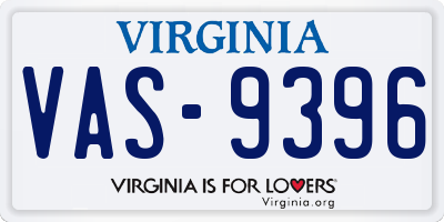 VA license plate VAS9396