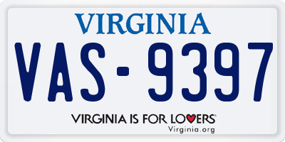 VA license plate VAS9397