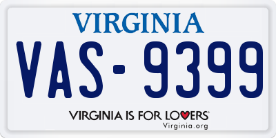 VA license plate VAS9399