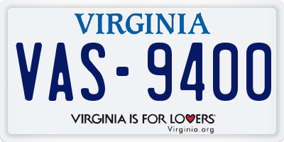 VA license plate VAS9400