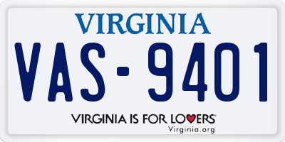 VA license plate VAS9401