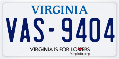 VA license plate VAS9404