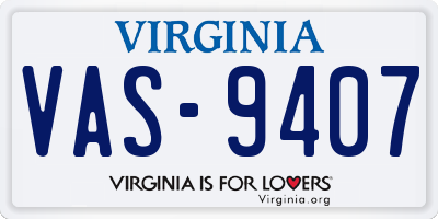 VA license plate VAS9407