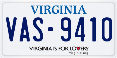 VA license plate VAS9410