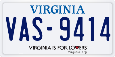 VA license plate VAS9414