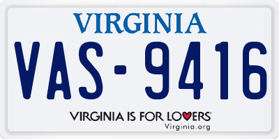 VA license plate VAS9416