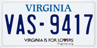 VA license plate VAS9417