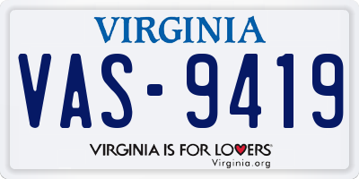 VA license plate VAS9419