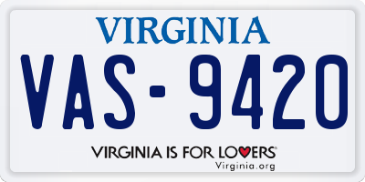 VA license plate VAS9420