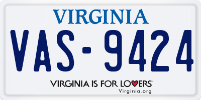 VA license plate VAS9424