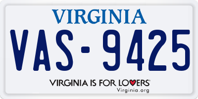 VA license plate VAS9425