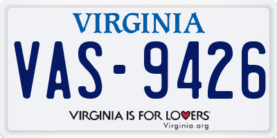 VA license plate VAS9426