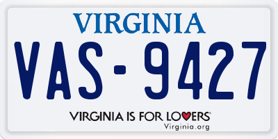 VA license plate VAS9427