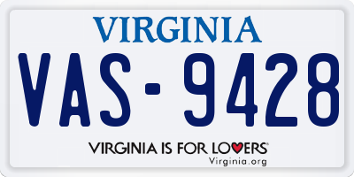 VA license plate VAS9428