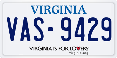 VA license plate VAS9429