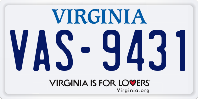 VA license plate VAS9431