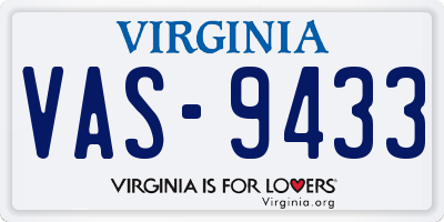 VA license plate VAS9433