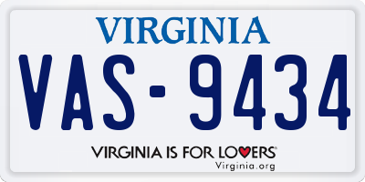 VA license plate VAS9434