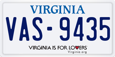 VA license plate VAS9435